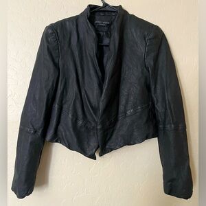Alice + Olivia Lamb Leather Drape Open Moto Jacket-Size S
